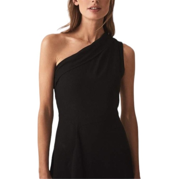 NWT Reiss Ada Asymmetric Hem One Shoulder Dress Black Size 0 - Picture 3 of 9